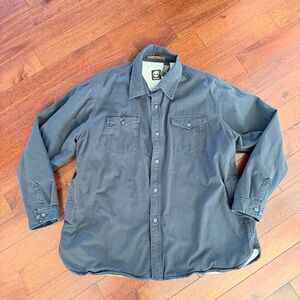 Timberland Button Up Long Sleeve Work Shirt Gray Blue Waffle Knit Shirt Thick 2X